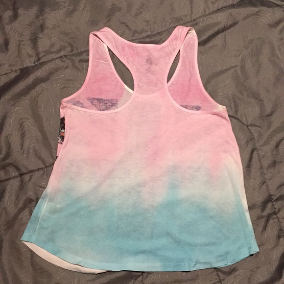 Junior Tank Top Pink and Blue with Floral Print - Picture 4 of 4